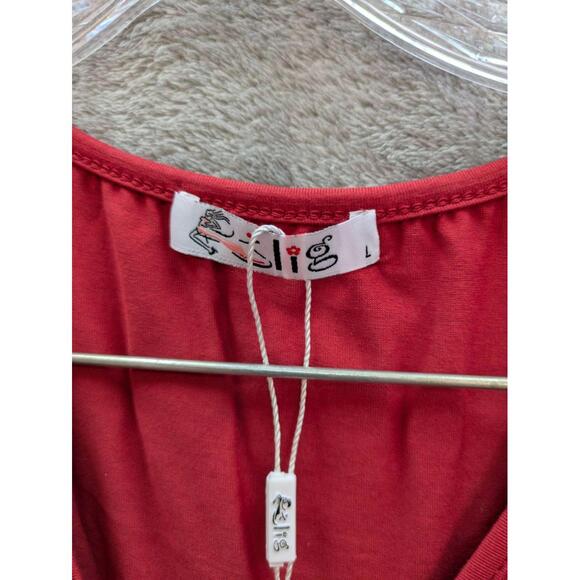 Kilig Dress Womens Large A-Line Sleeveless Draped V-Neck Red - Picture 3 of 6